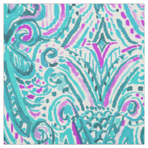 Tissu FAISANT à VAGUES Ikat l'aquarelle nautique tribal
