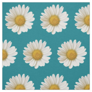 Tissu Faisceaux blancs sur floral turquoise foncé