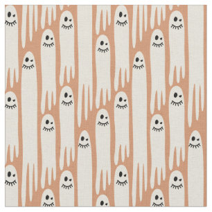 Tissu Fantômes amicaux sur crème et orange – Halloween