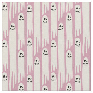Tissu Fantômes Amicaux sur Crème et Rose – Motif Hallowe