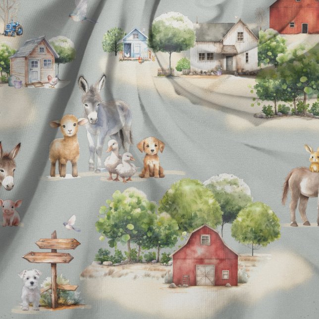 Tissu Farm Land Blue Seamless Pattern (Créateur téléchargé)