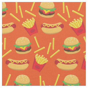 Tissu Fast Food Junk Burger Fries Hot Dog