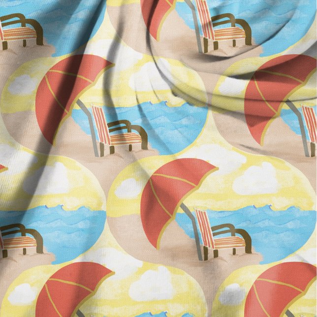 Tissu Fauteuils de plage côtière illustrés de motif  (Créateur téléchargé)