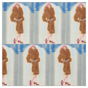 Tissu femme glamour des années 1920 en manteau de fourru