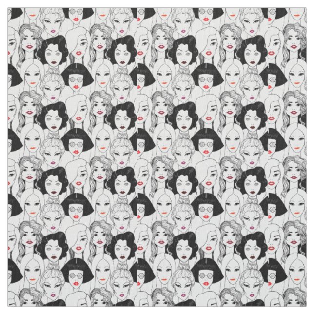Tissu Femmes avec le motif de rouge à lèvres (Échantillon)