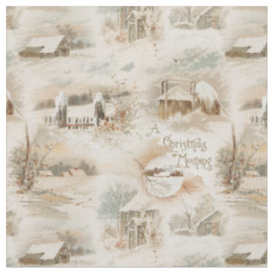 Tissu Fermes de Noël rustiques en hiver