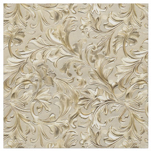Tissu Festive beige or à outils cuir
