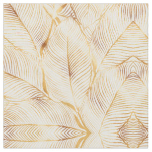 Tissu Feuille d'or blanc Motif élégant