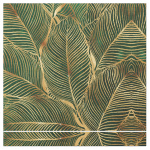 Tissu Feuille d'or Forêt verte Élégant Motif