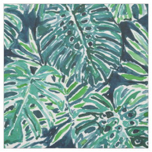 Tissu Feuille tropical de Monstera de marine verte de