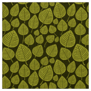 Tissu Feuilles - Banane jaune sur l'olive foncée