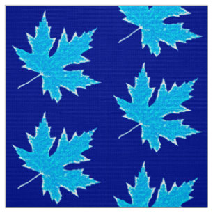 Tissu Feuilles de chêne - bleu de glace et cobalt
