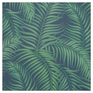 Tissu Feuilles de la nuit Green Tropical Palm