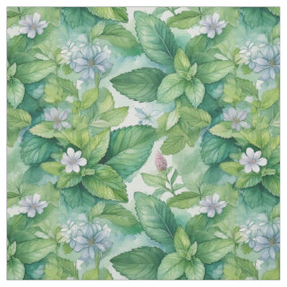 Tissu Feuilles de menthe poivrée