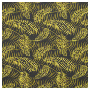 Tissu Feuilles de palme tropicale Motif noir et jaune