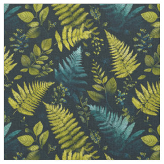 Tissu Feuilles dispersées de forêt sombre