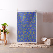 Feuilles d'or satiné sur fond de bleu céruléen