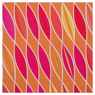 Tissu Feuilles modernes du milieu du siècle, Fuchsia ros