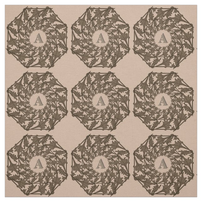 Tissu - Feuilles tissés avec initial (Échantillon)
