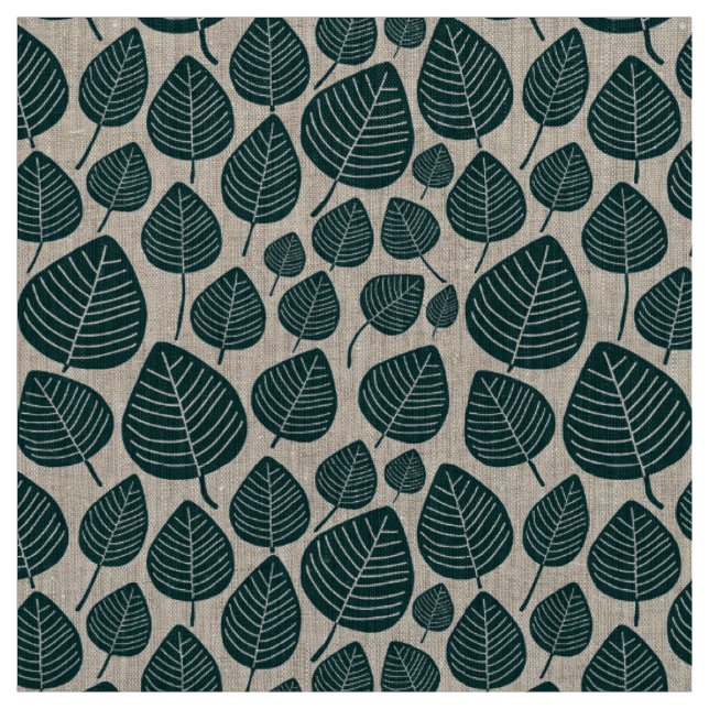 Tissu Feuilles - Vert mousse foncée (Échantillon)