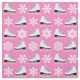 Tissu Figure rose patins et Noël de flocons de neige