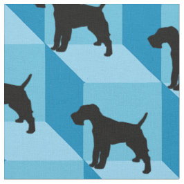 Tissu Fil Fox Terrier sur Blue Cubes