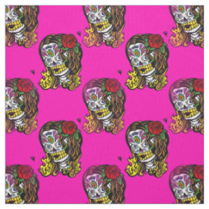 tissu fille crâne sucre