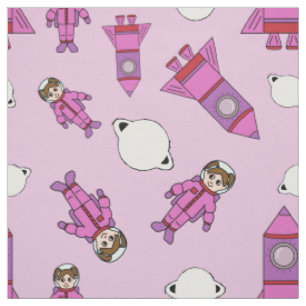 Tissu Fille d'astronaute dans le rose et le pourpre de