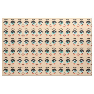 Tissu Fille de dessin animé adorable poupée bonheur visa