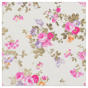 Tissu Fille rose brillant or pays boho floral