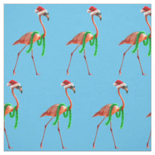 Tissu Flamant rose de Noël sur la plage