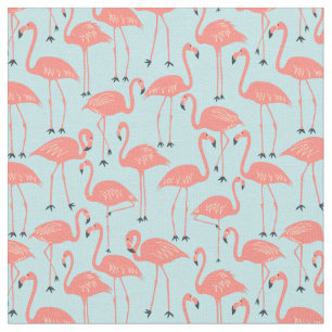 Tissu Flamant Rose Dessiné à la Main   Couture et Patchw