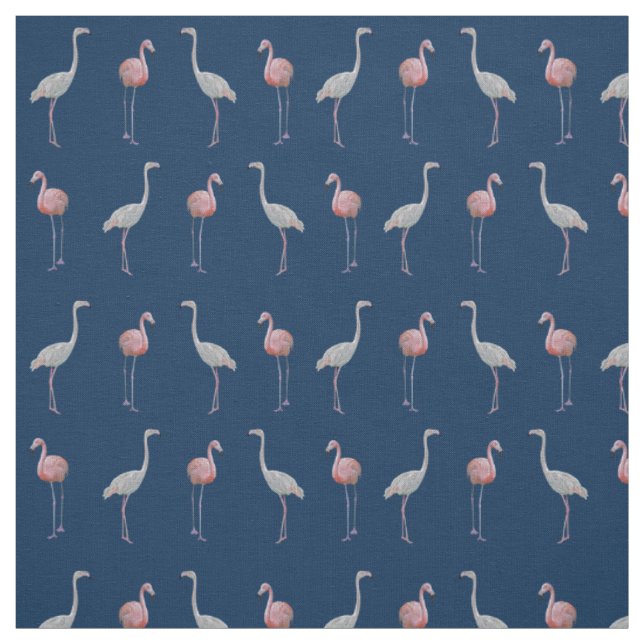 Tissu Flamant rose Frenzy Fabric (Navy) (Échantillon)