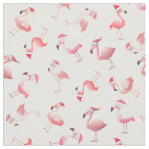 Tissu Flamants de Noël jetés sur fond blanc