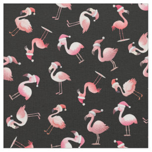 Tissu Flamants de Noël jetés sur fond noir