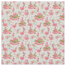 Flamants mignons et fleurs tropicales