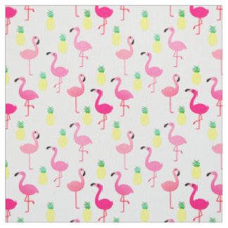 Tissu Flamants roses et ananas ! Structure Premium sans 