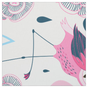 Tissu Flamants roses Et Fleurs Roses Motif