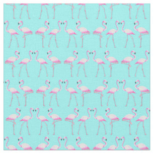 Tissu Flamants roses roses Turqouise Beach été