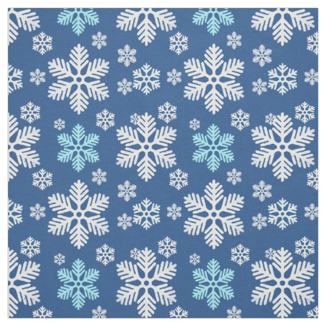 Tissu Fléaux de neige en chute Bleu à motif (Échantillon)