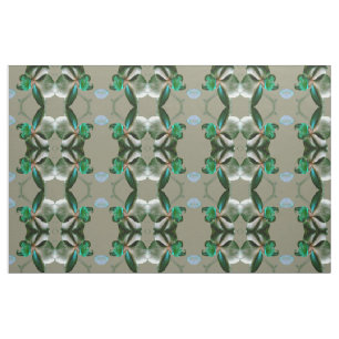 Tissu Fleur artistique en Motif bleu, vert et gris