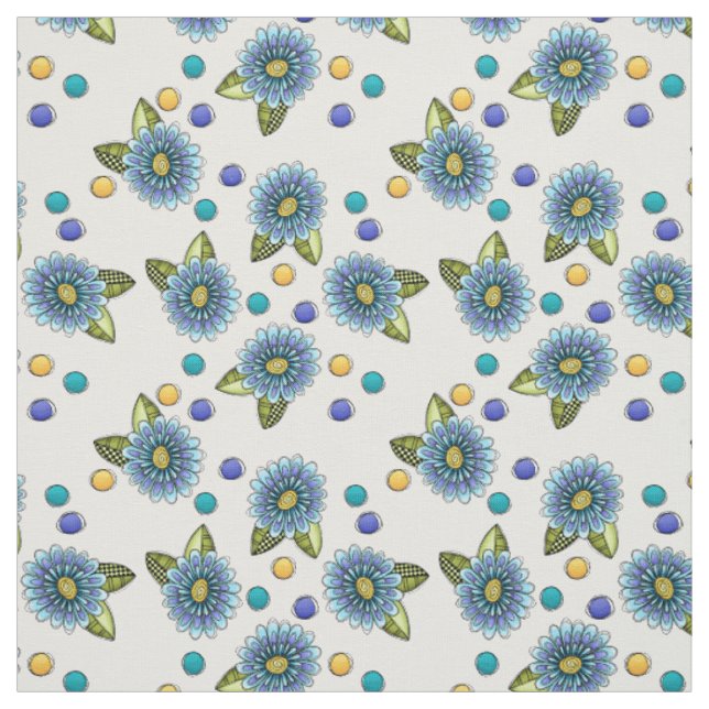 Tissu Fleur bleu pâle (Échantillon)