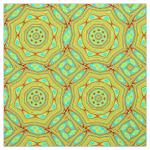 Tissu Fleur circulaire géométrique bleu bleu orange pers