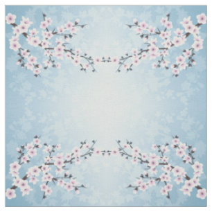 Tissu Fleur de cerise florale Bleu rose rose pâle