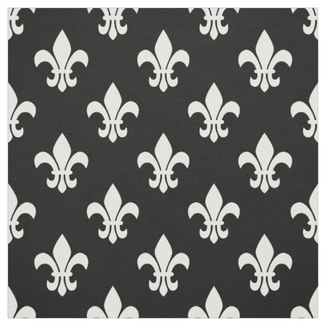 Tissu Fleur De Lis Noir Et Blanc Motif (Échantillon)