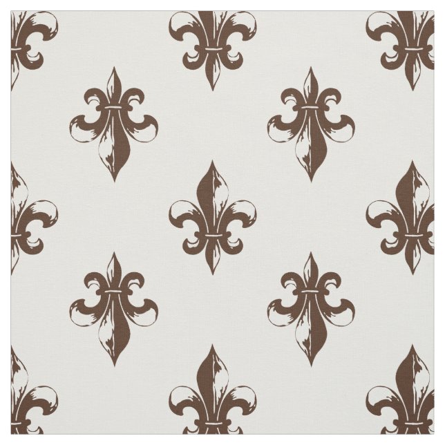Tissu Fleur De Lis Pattern Brown (Échantillon)
