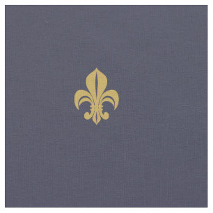 Tissu Fleur de lys jaune lys français sur la marine