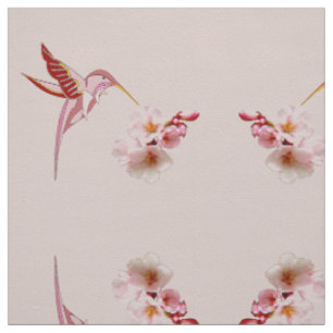 Tissu Fleur d'oiseaux et de cerisiers