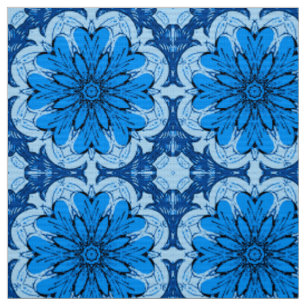 Tissu Fleur géométrique Motif en Cerulean & Bleu clair