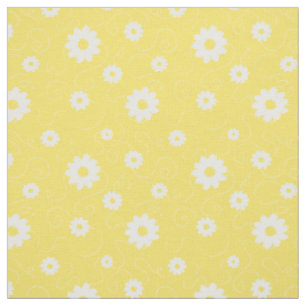 Tissu Fleur marguerite jaune blanc Motif d'été